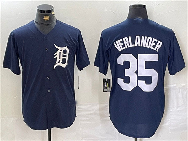 Detroit Tigers #35 Justin Verlander Navy Cool Base Stitched Baseball Jersey baseball jersey product view 1