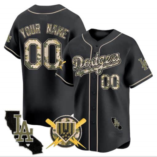 Custom Los Angeles Dodgers Armed Forces Day Vapor Premier Limited ¨C All Stitched Baseball Jersey baseball jersey product view 2