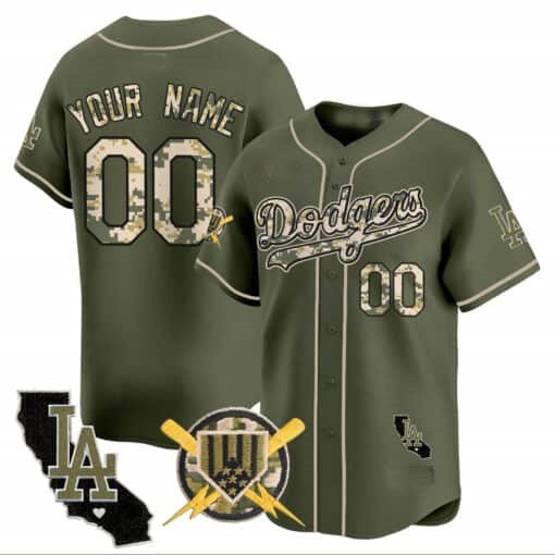 Custom Los Angeles Dodgers Armed Forces Day Vapor Premier Limited ¨C All Stitched Baseball Jersey baseball jersey product view 3