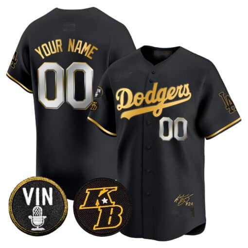 Custom Los Angeles Dodgers Vin Patch & Kobe Bryant Signature Vapor Premier Limited ¨C All Stitched Baseball Jersey baseball jersey product view 2