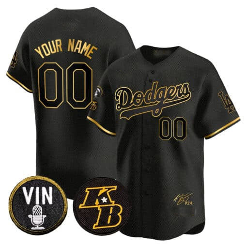 Custom Los Angeles Dodgers Vin Patch & Kobe Bryant Signature Vapor Premier Limited ¨C All Stitched Baseball Jersey baseball jersey product view 1