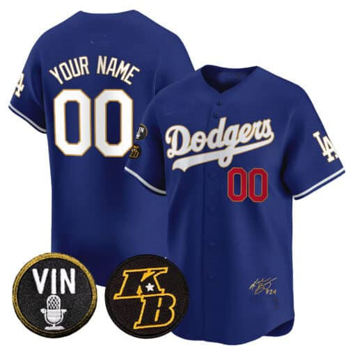Custom Los Angeles Dodgers Vin Patch & Kobe Bryant Signature Vapor Premier Limited ¨C All Stitched Baseball Jersey baseball jersey product view 3