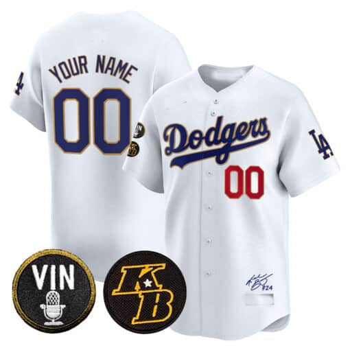 Custom Los Angeles Dodgers Vin Patch & Kobe Bryant Signature Vapor Premier Limited ¨C All Stitched Baseball Jersey baseball jersey product view 1