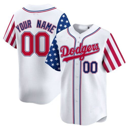 Custom Los Angeles Dodgers White 2024 Independence Day Vapor Premier Limited V2 ¨C All Stitched Baseball Jersey baseball jersey product view 1
