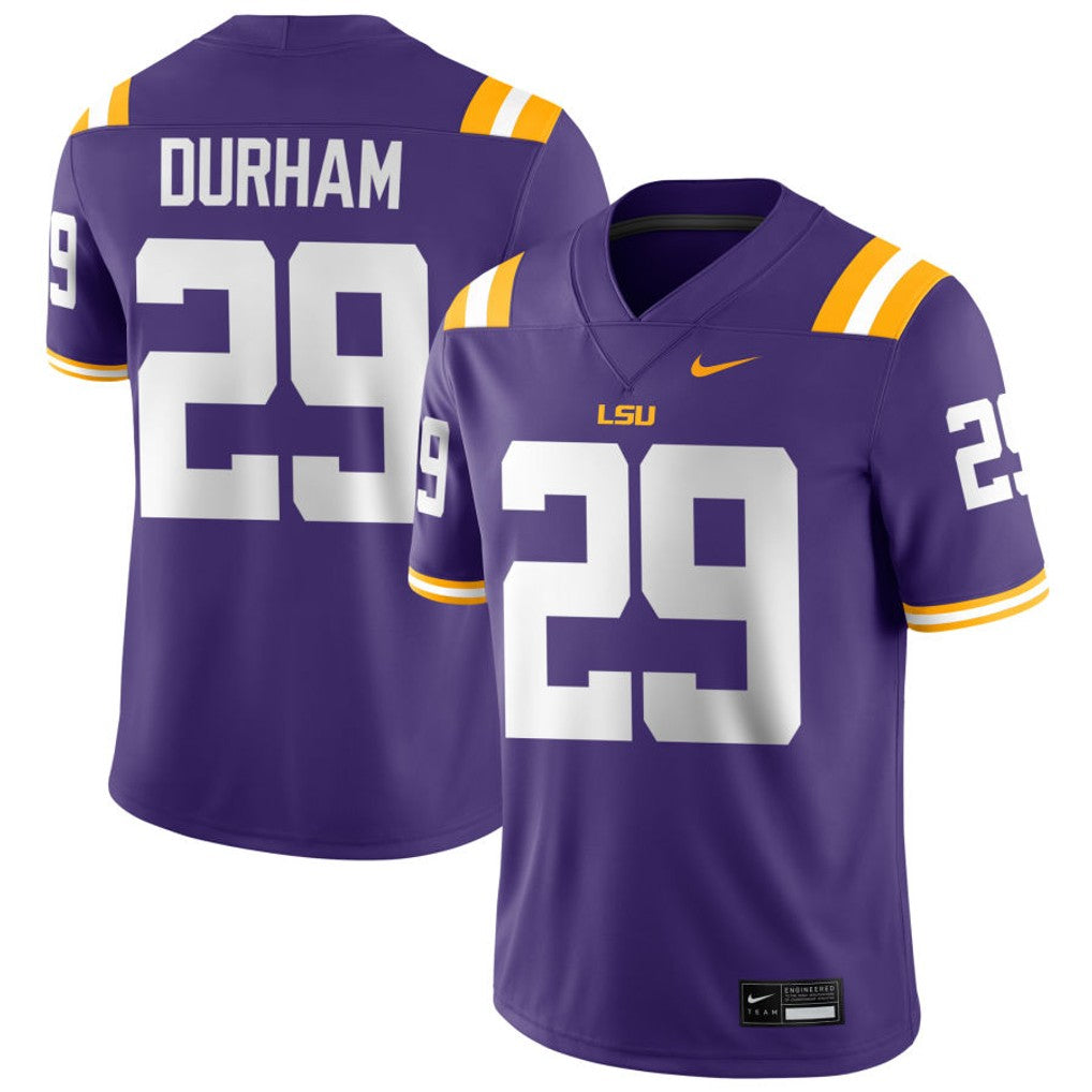 Caden Durham LSU Tigers Jersey - Purple sports jersey product view 1