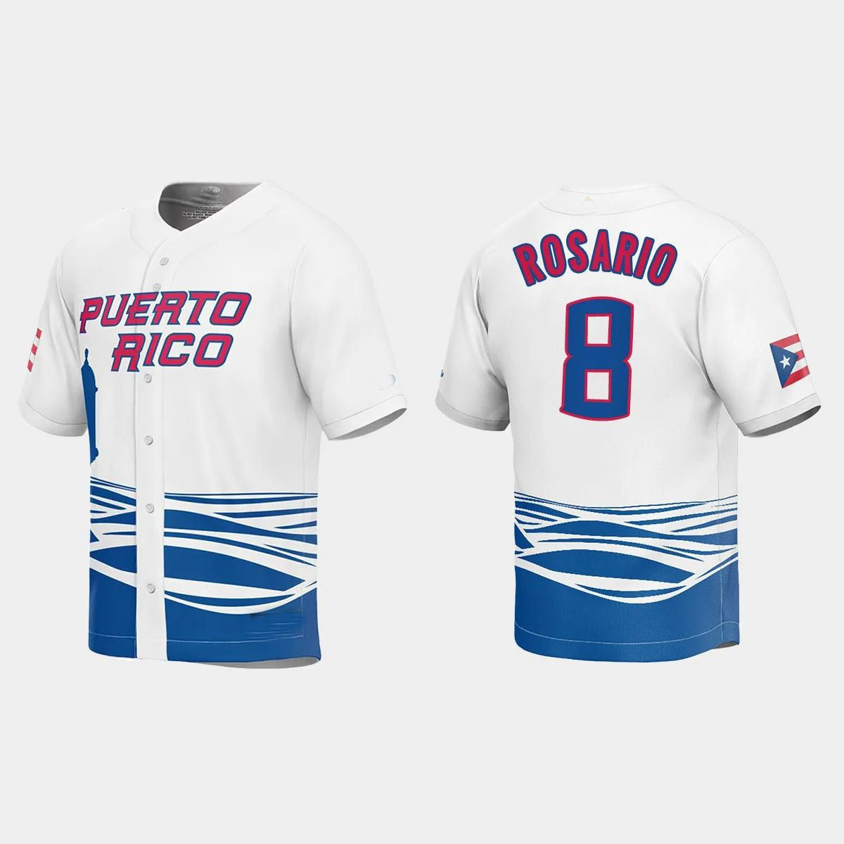 #8 EDDIE ROSARIO PUERTO RICO BASEBALL 2023 WORLD BASEBALL CLASSIC JERSEY ¨C WHITE Stitches Baseball Jerseys baseball jersey product view 1
