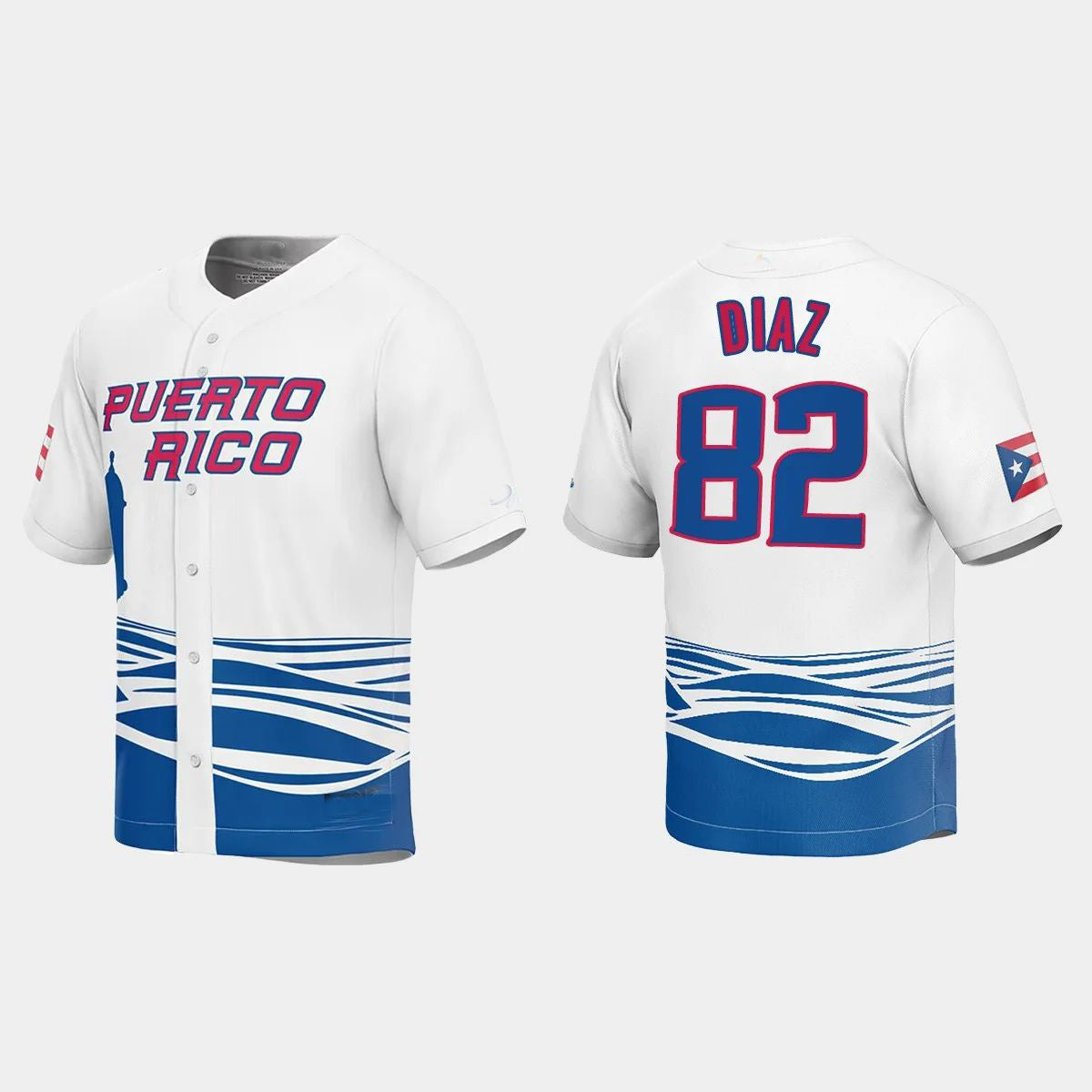 #82 EDWIN DIAZ PUERTO RICO BASEBALL 2023 WORLD BASEBALL CLASSIC JERSEY ¨C WHITE Stitches Baseball Jerseys baseball jersey product view 1