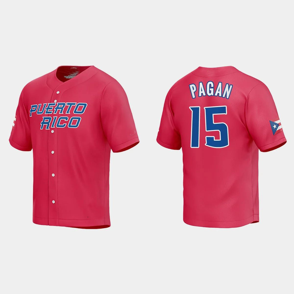 #15 EMILIO PAGAN PUERTO RICO BASEBALL 2023 WORLD BASEBALL CLASSIC JERSEY ¨C RED Stitches Baseball Jerseys baseball jersey product view 1