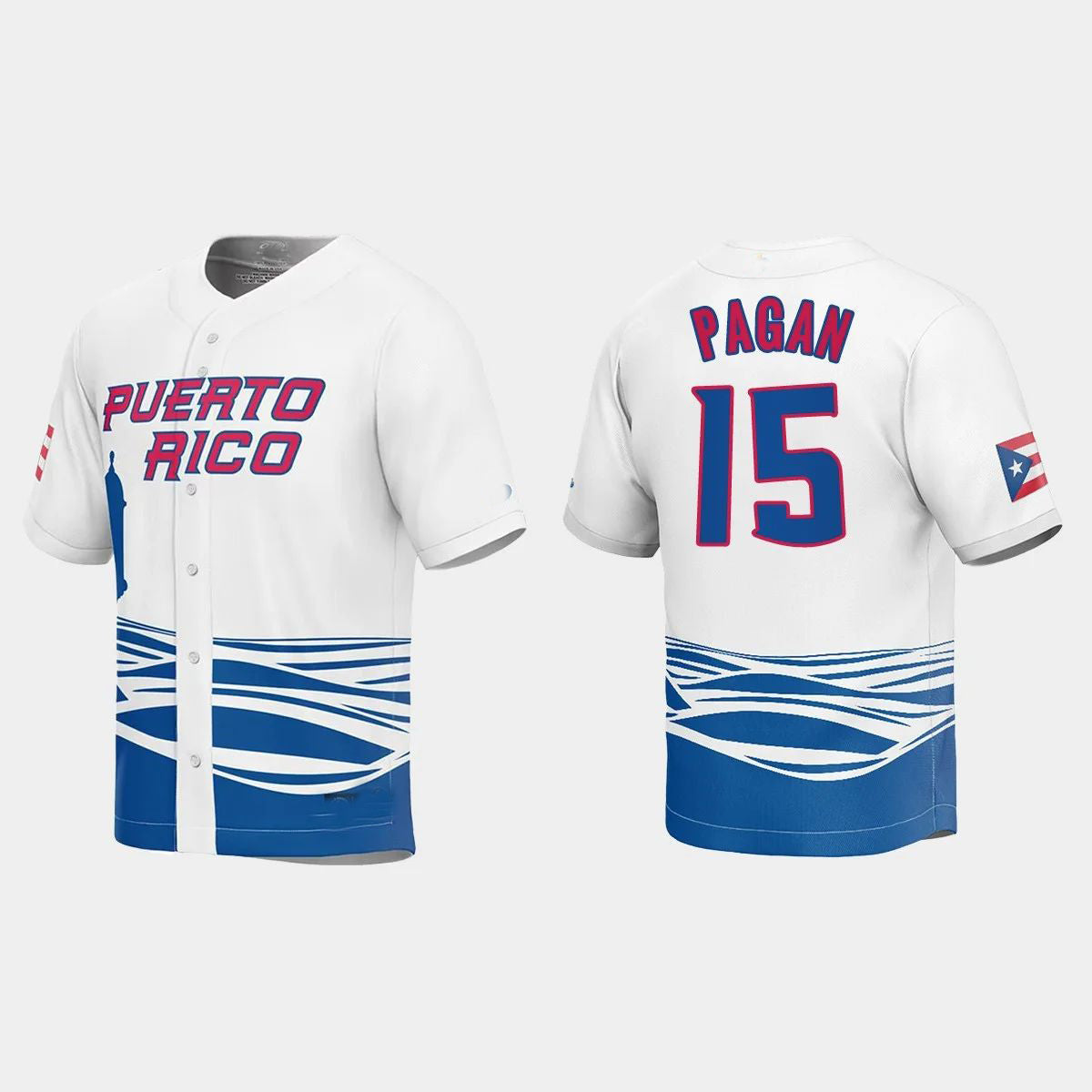 #15 EMILIO PAGAN PUERTO RICO BASEBALL 2023 WORLD BASEBALL CLASSIC JERSEY ¨C WHITE Stitches Baseball Jerseys baseball jersey product view 1