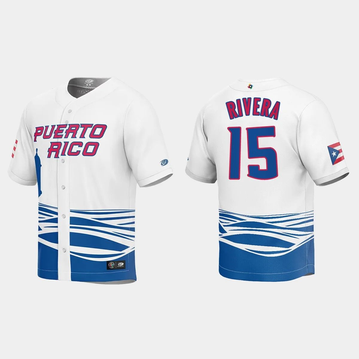 #15 EMMANUEL RIVERA PUERTO RICO BASEBALL 2023 WORLD BASEBALL CLASSIC JERSEY ¨C WHITE Stitches Baseball Jerseys baseball jersey product view 1