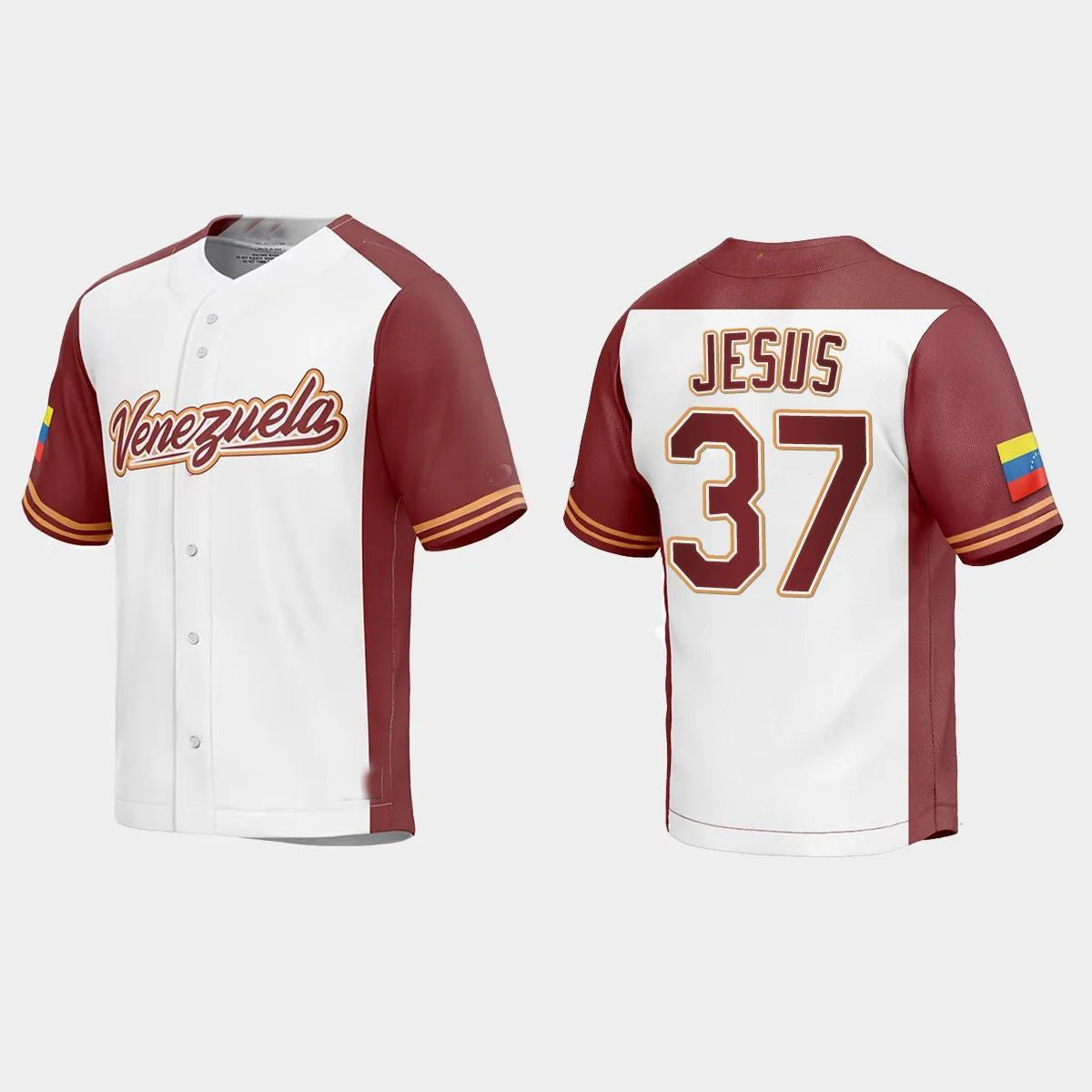 #37 ENMANUEL DE JESUS VENEZUELA BASEBALL 2023 WORLD BASEBALL CLASSIC REPLICA JERSEY ¨C WHITE Stitches Baseball Jerseys baseball jersey product view 1