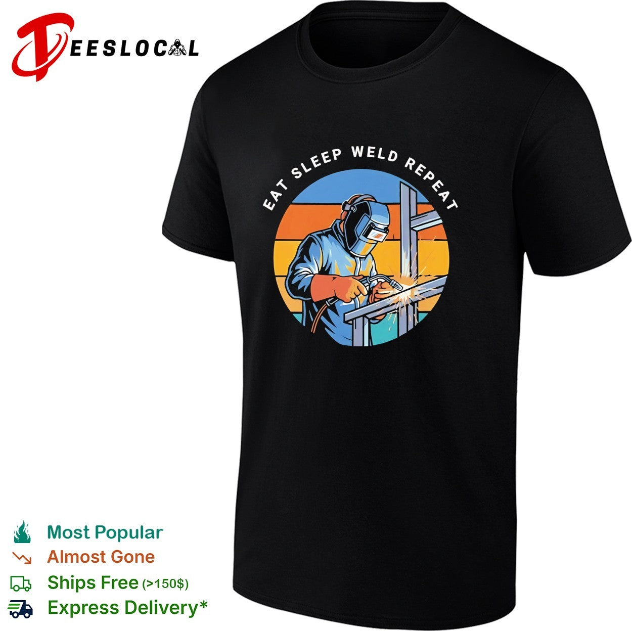 Eat sleep weld repeat welder - Adult & Kids T-Shirts, Sweatshirts & Hoodies apparel design preview 1