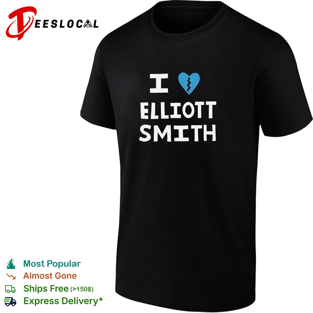 Elliott Smith I love broken heart - Adult & Kids T-Shirts, Sweatshirts & Hoodies apparel design preview 1