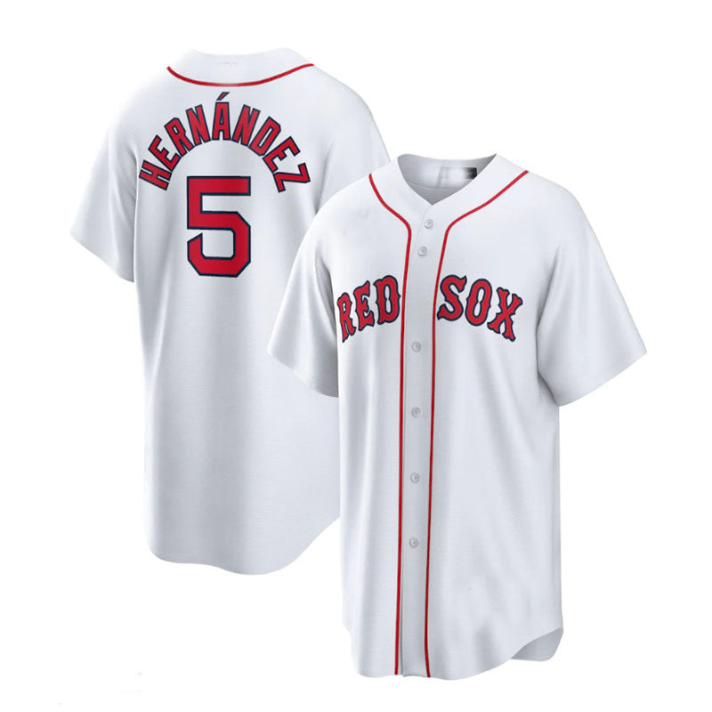 Boston Red Sox Road #5 Enrique Hernandez Home Official Replica Player Jersey - White Baseball Jerseys baseball jersey product view 1