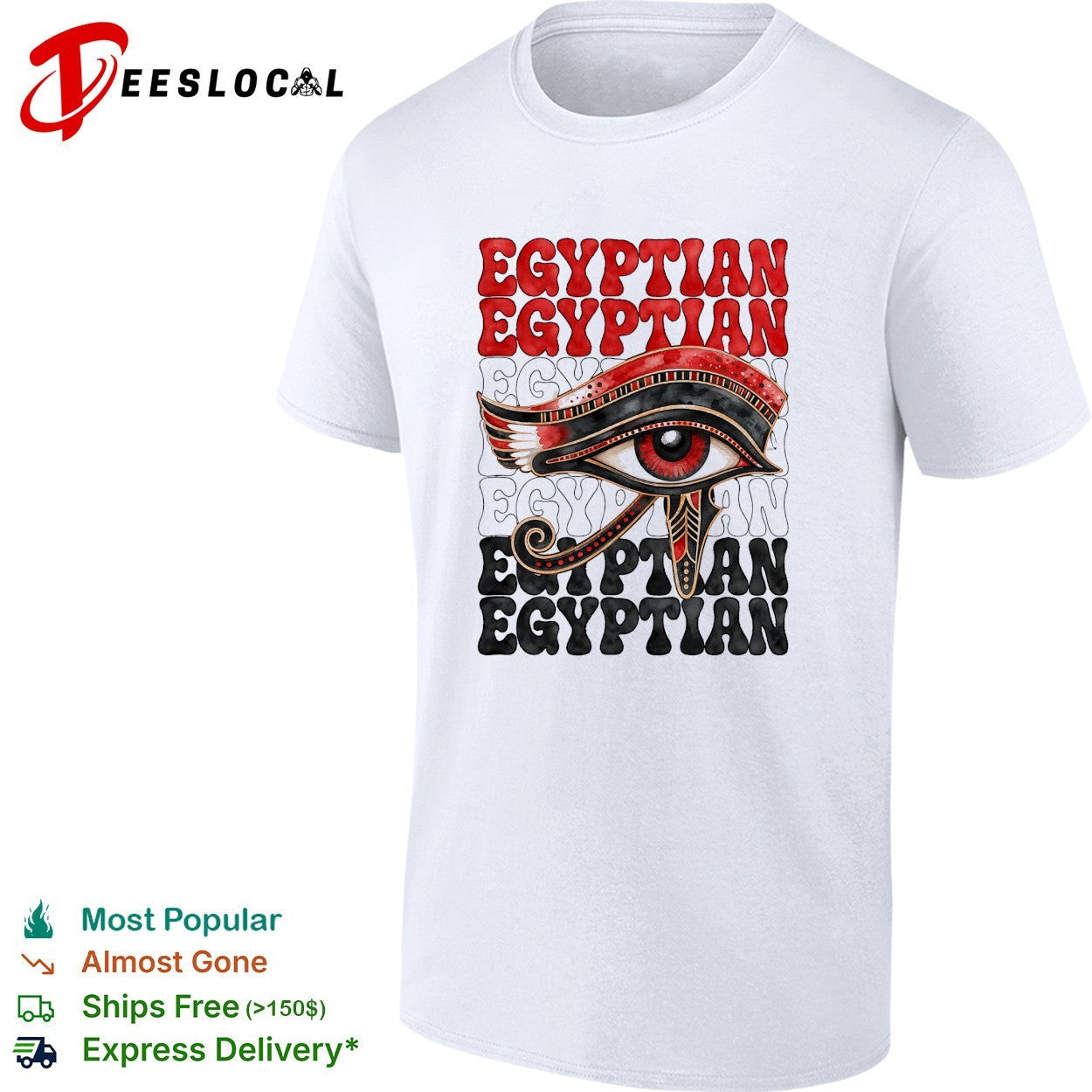 Eye of Ra Egyptian stacked text - Adult & Kids T-Shirts, Sweatshirts & Hoodies apparel design preview 1