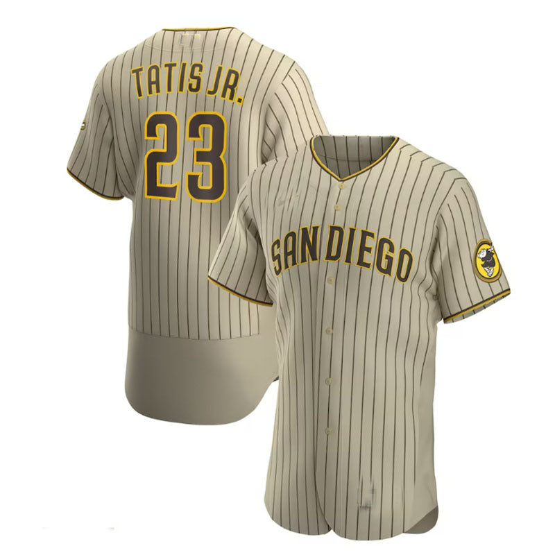 San Diego Padres #23 Fernando Tat¡§as Jr. Alternate Authentic Player Jersey - Tan Brown Baseball Jerseys baseball jersey product view 1