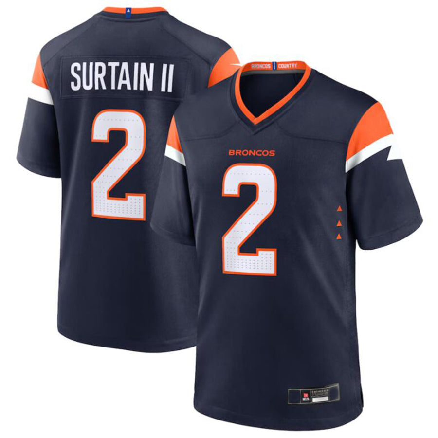 D.Broncos #2 Patrick Surtain II Player Navy Jersey Stitched American Football Jerseys football jersey product view 2