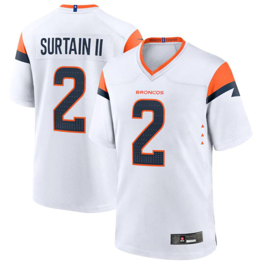 D.Broncos #2 Patrick Surtain II Player White Game Jersey Stitched American Football Jerseys football jersey product view 2