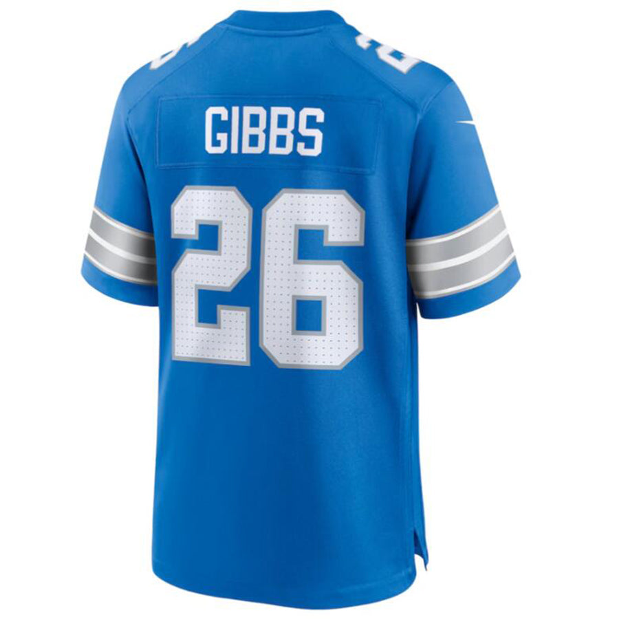 D.Lions #26 Jahmyr Gibbs Player Blue Game Football Jerseys football jersey product view 1
