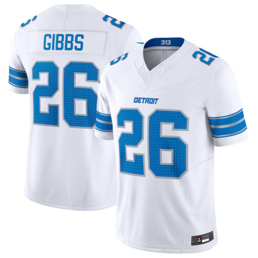 D.Lions #26 Jahmyr Gibbs Player White Vapor F.U.S.E. Limited Stitched Football Jerseys football jersey product view 2