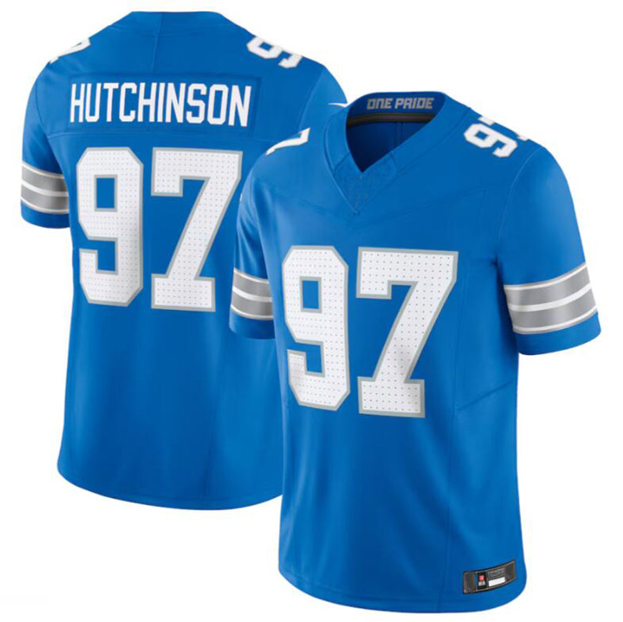 D.Lions #97 Aidan Hutchinson Player Blue Vapor F.U.S.E. Limited Stitched Football Jerseys football jersey product view 2