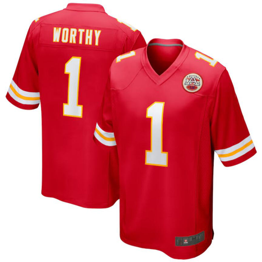 KC.Chiefs #1 Xavier Worthy Player Red Home Game Football Jerseys football jersey product view 2