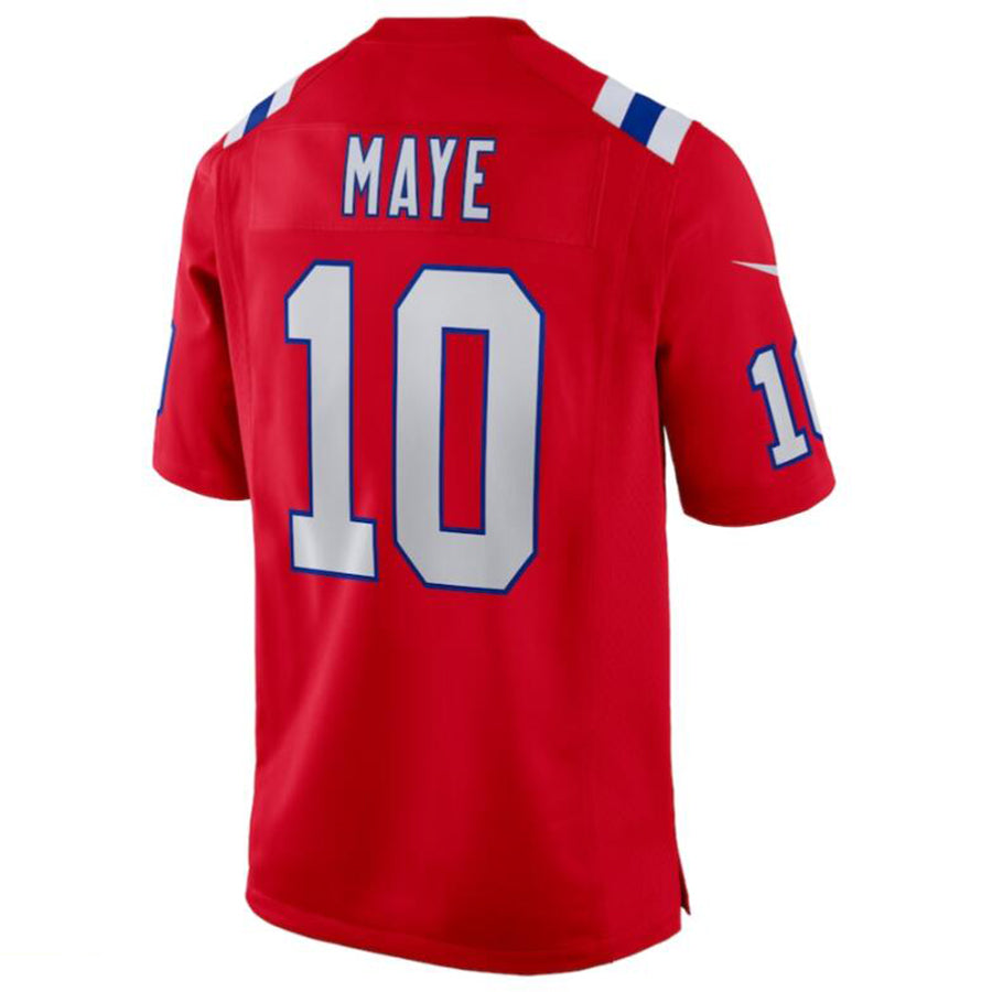 #10 Drake Maye Player NE.Patriots Red Game Football Jerseys football jersey product view 1