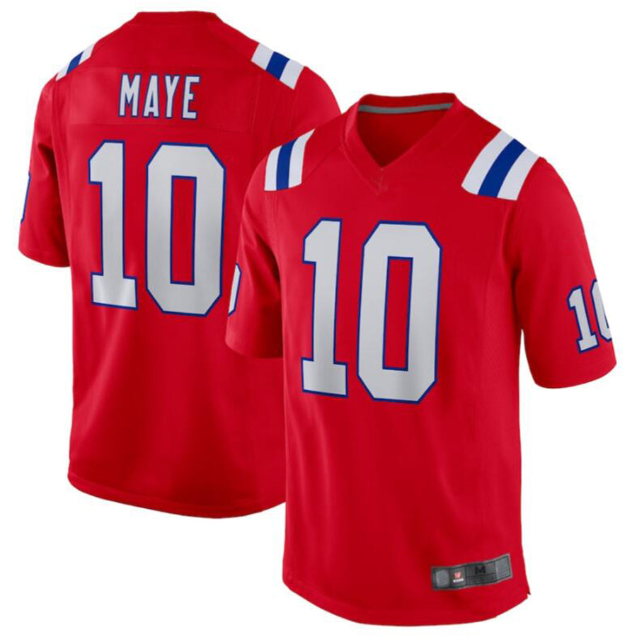 #10 Drake Maye Player NE.Patriots Red Game Football Jerseys football jersey product view 2