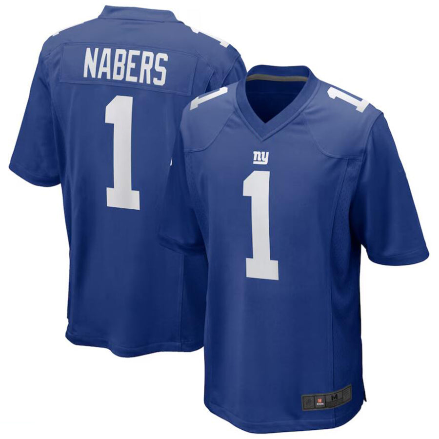 #1 Malik Nabers Player NY.Giants Royal Game Football Jerseys football jersey product view 2