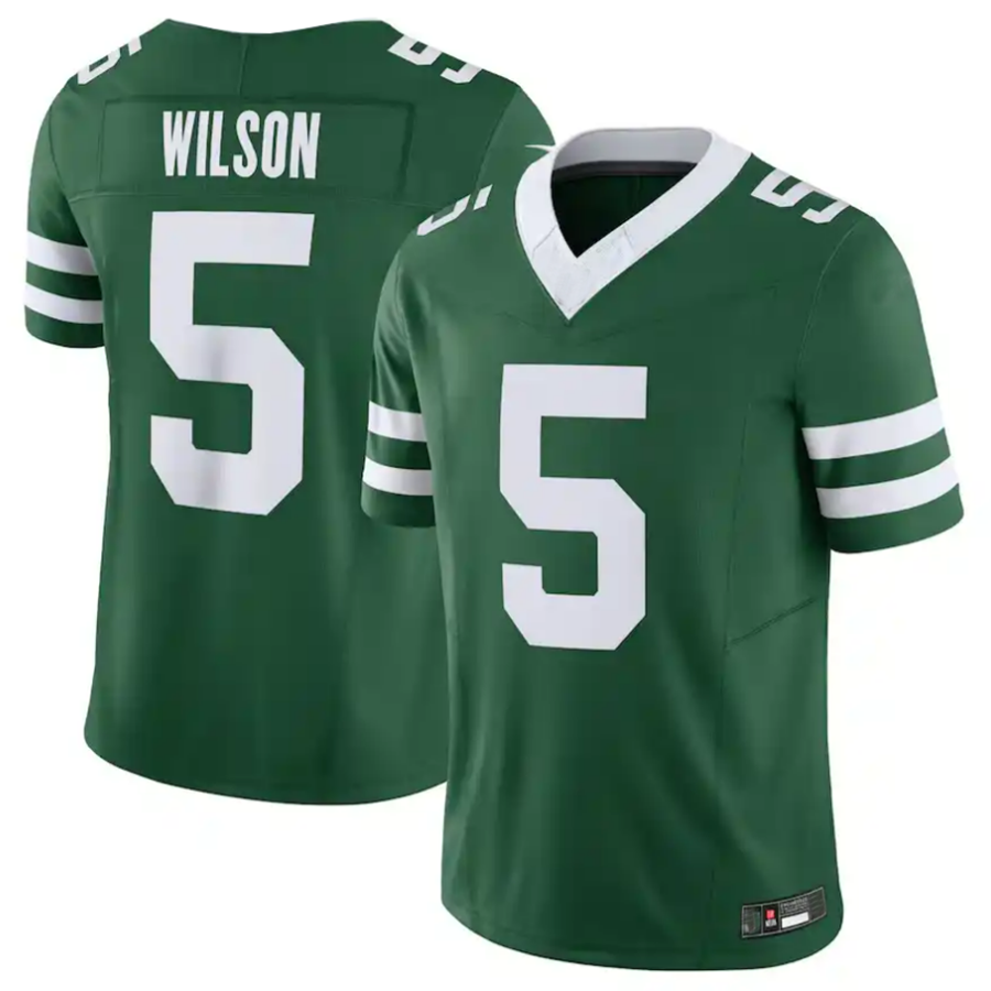 #5 Garrett Wilson Player NY.Jets Green Vapor F.U.S.E. Limited Football Jerseys football jersey product view 2
