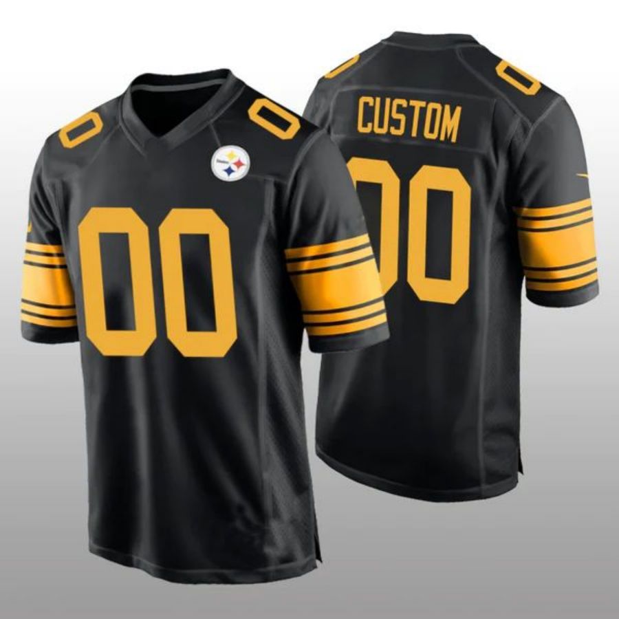 Custom P.Steelers Black Alternate Game Jersey -American Stitched Football Jerseys football jersey product view 1