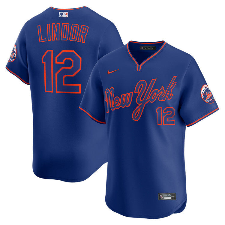 Francisco Lindor New York Mets 2025 Alternate Player Jersey - Royal baseball jersey product view 1