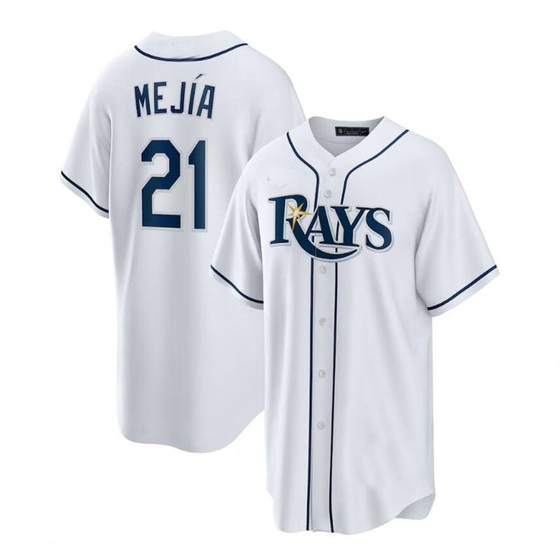 Tampa Bay Rays #21 Francisco Mej¨ªa Home Replica Player Jersey - White Baseball Jerseys baseball jersey product view 1