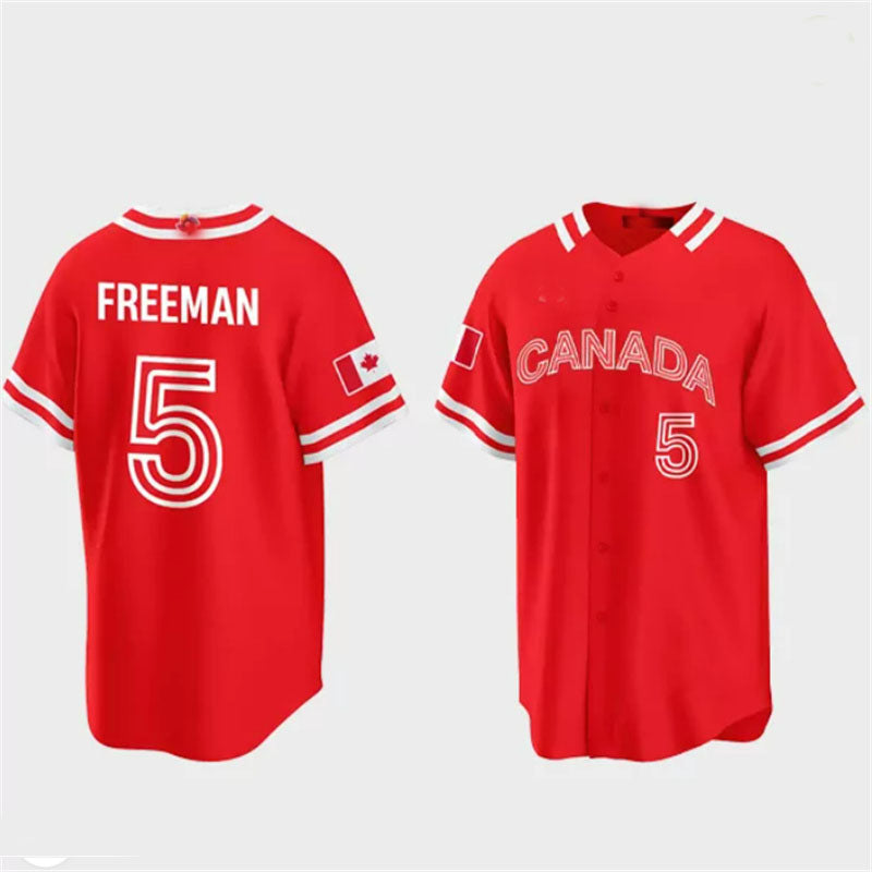 #5 Freddie Freeman Canada 2023 World Baseball Classic Jersey ¨C Red Stitches Baseball Jerseys baseball jersey product view 1