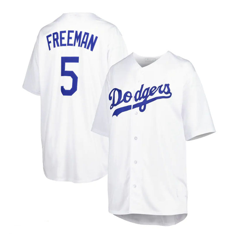 Los Angeles Dodgers #5 Freddie Freeman Big & Tall Replica Player Jersey - White Baseball Jerseys baseball jersey product view 1