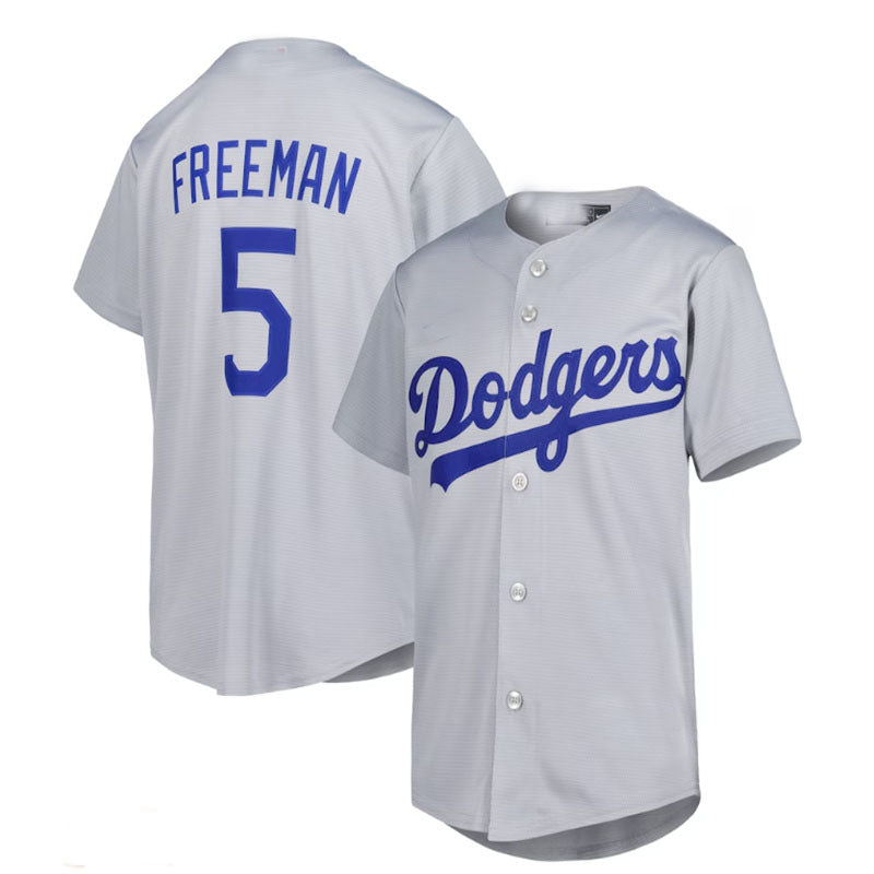 Los Angeles Dodgers #5 Freddie Freeman Alternate Replica Player Jersey - Gray Baseball Jerseys baseball jersey product view 1