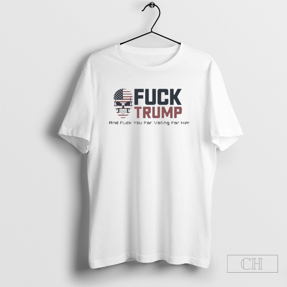 Fuck Trump And You For Voting Him Skull American Flag - Adult & Kids T-Shirts, Sweatshirts & Hoodies apparel design preview 1