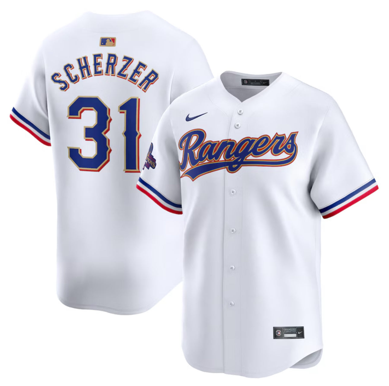 Max Scherzer Texas Rangers Gold Edition Jerseys baseball jersey product view 1