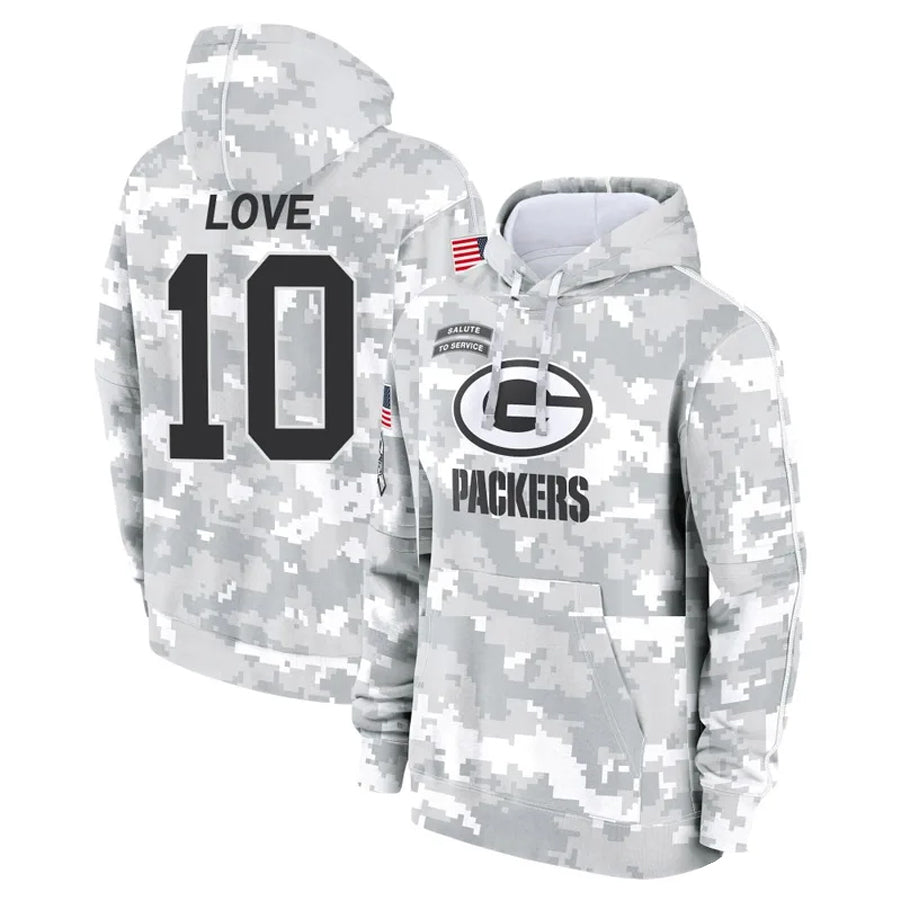 GB.Packers #10 Jordan Love Player Arctic Camo Salute To Service Hoodies Game Football Jerseys football jersey product view 1