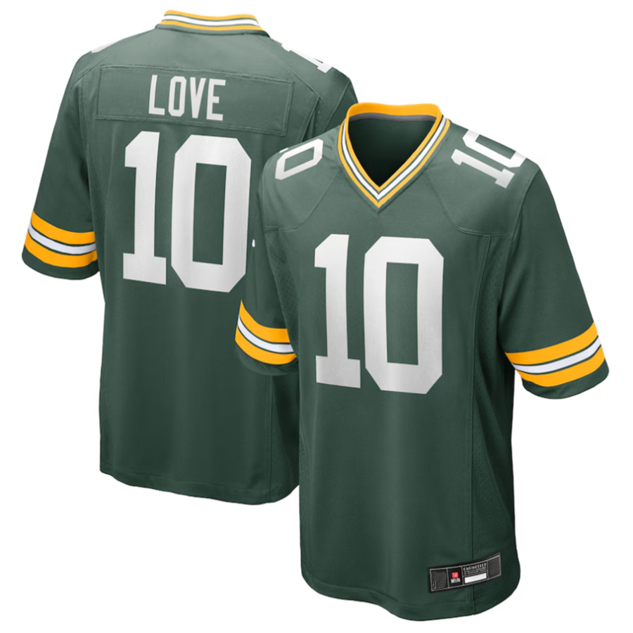 GB.Packers #10 Jordan Love Player Green Game Football Jerseys football jersey product view 1