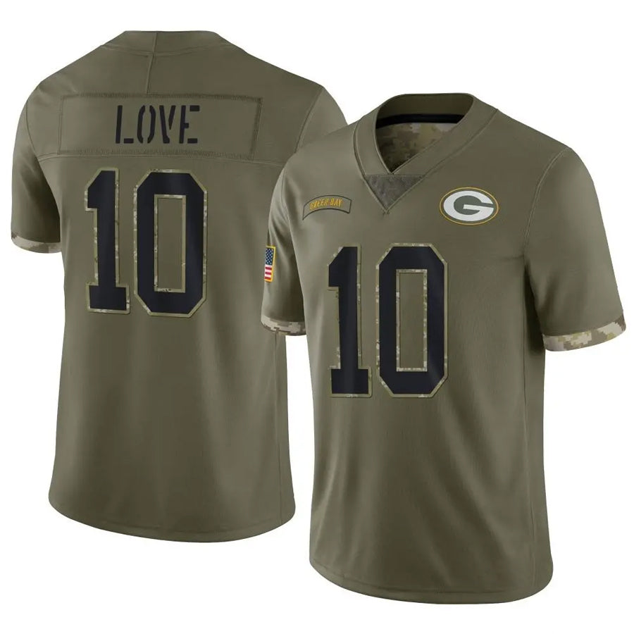 GB.Packers #10 Jordan Love Player Salute To Service Olive Football Jerseys football jersey product view 1