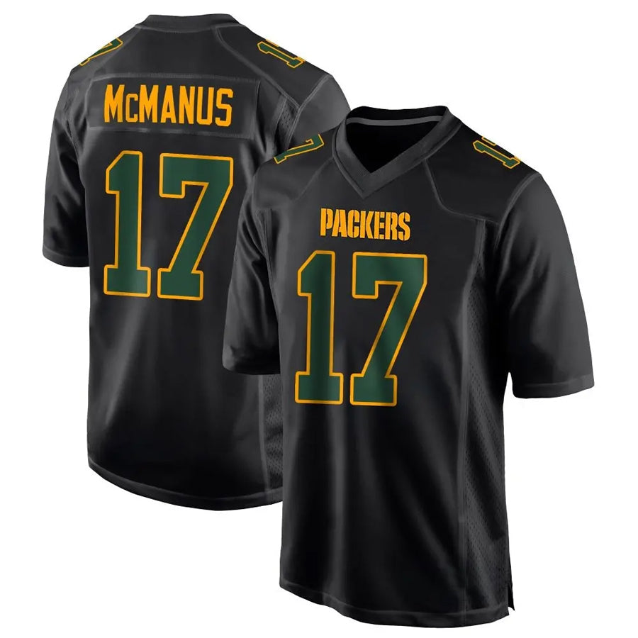 GB.Packers #17 Brandon McManus Player Black Fashion Game Football Jerseys football jersey product view 1