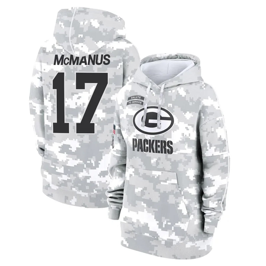 GB.Packers #17 Brandon McManus Player Camo Salute To Service Hoodies Game Football Jerseys football jersey product view 1