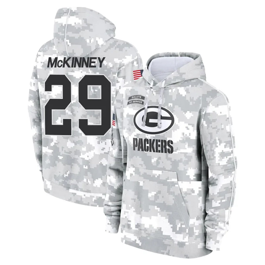 GB.Packers #29 Xavier McKinney Player Camo Salute To Service Hoodies Game Football Jerseys football jersey product view 1