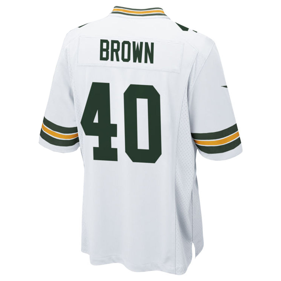 GB.Packers #40 Omar Brown Player White Home Game Football Jerseys football jersey product view 1