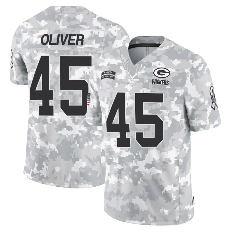 GB.Packers #45 Collin Oliver Player Arctic Camo Salute to Service Football Jerseys football jersey product view 1