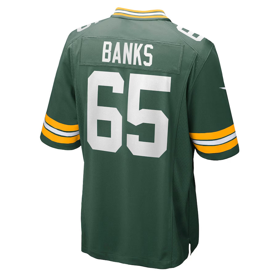 GB.Packers #65 Aaron Banks Player Green Home Game Football Jerseys football jersey product view 1