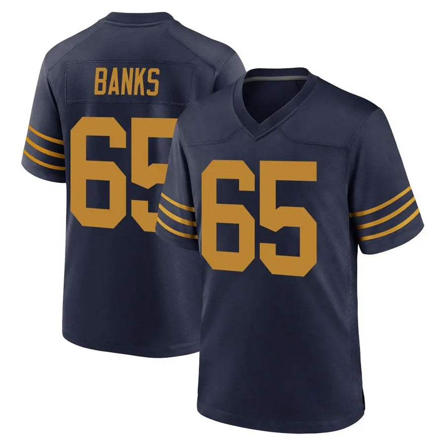 GB.Packers #65 Aaron Banks Player Navy The 1923 Classic Game Football Jerseys football jersey product view 1