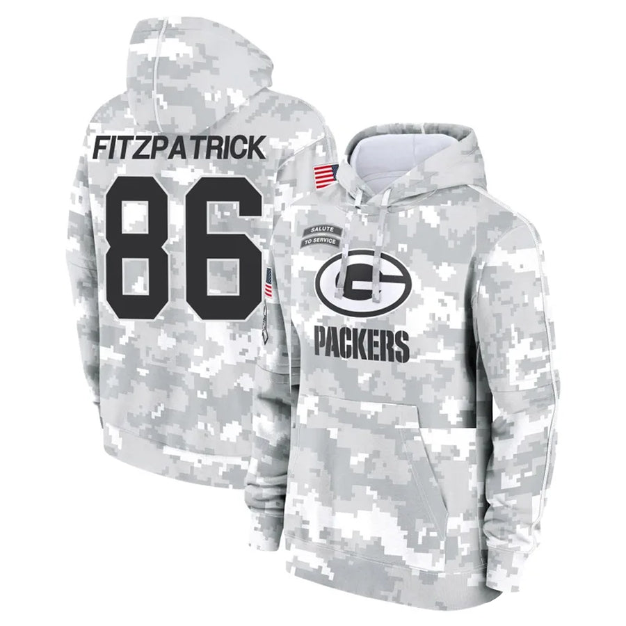 GB.Packers #86 John FitzPatrick Player Arctic Camo Salute To Service Hoodies Game Football Jerseys football jersey product view 1