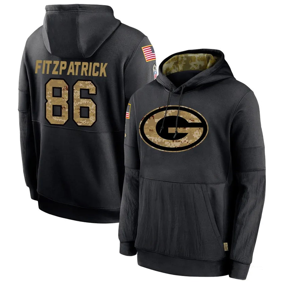 GB.Packers #86 John FitzPatrick Player Black Salute To Service Hoodies Game Football Jerseys football jersey product view 1